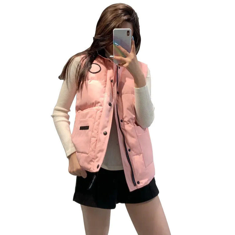 Estilo canadense designer feminino luxo para baixo colete jaqueta feminina de alta qualidade inverno quente colete tamanho S-2XL