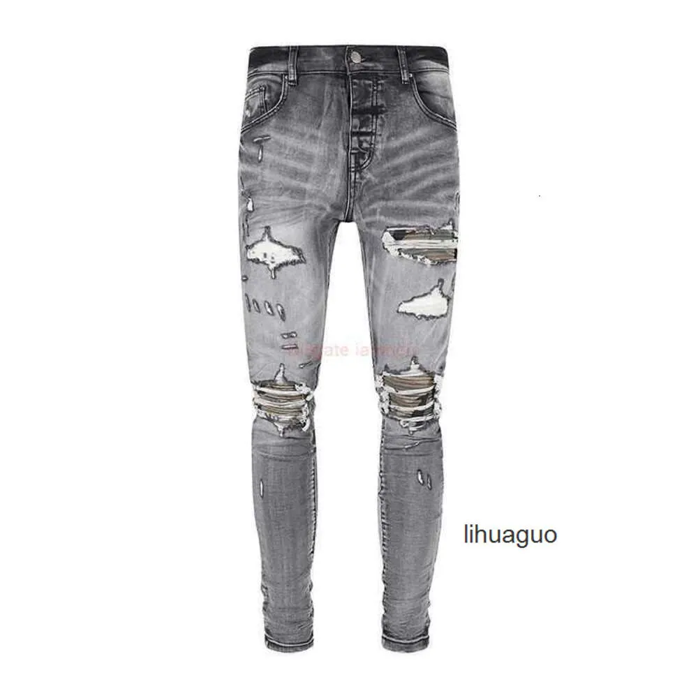 Jeans colarinho amari es novo amirl angustiado roupas amirlies calças jeans am 203 homens amis cinza camo imiri moda jeans amiiri designer rasgado magro motocycle 0d0a