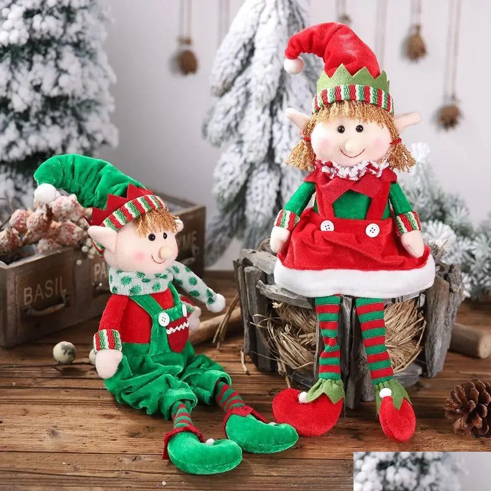 Poupées Grande taille de Noël en peluche jambe elfe poupée ornements garçons et filles jouet année décorations pour la maison arbre 231124 livraison directe jouets cadeaux Dh61K