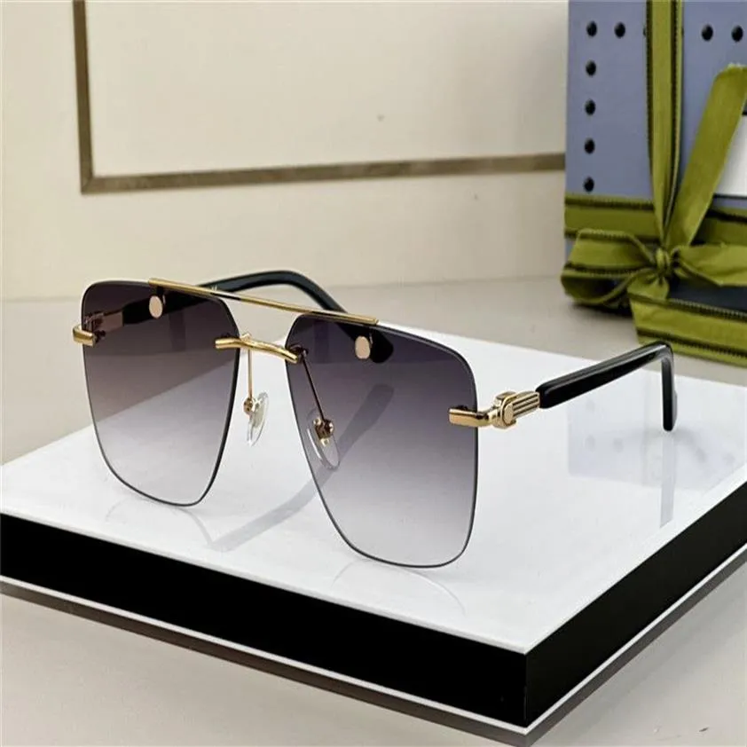 Neues Modedesign, quadratische Sonnenbrille 9606 Pilot, randloser Rahmen, klassische Form, einfacher und beliebter Stil, UV400-Schutz für den Außenbereich, Glas187a