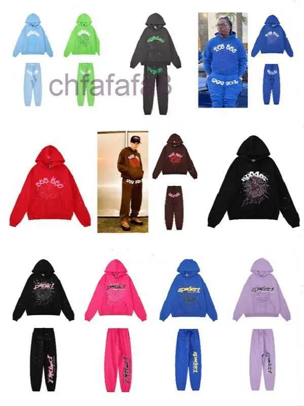 Tasarımcı Hoodie SP5der Mens Trailsuit Young Thug 555555 Erkek Kadın Sweatshirts Puff Baskısı Örümcek Web Külot S-XL 0R2G