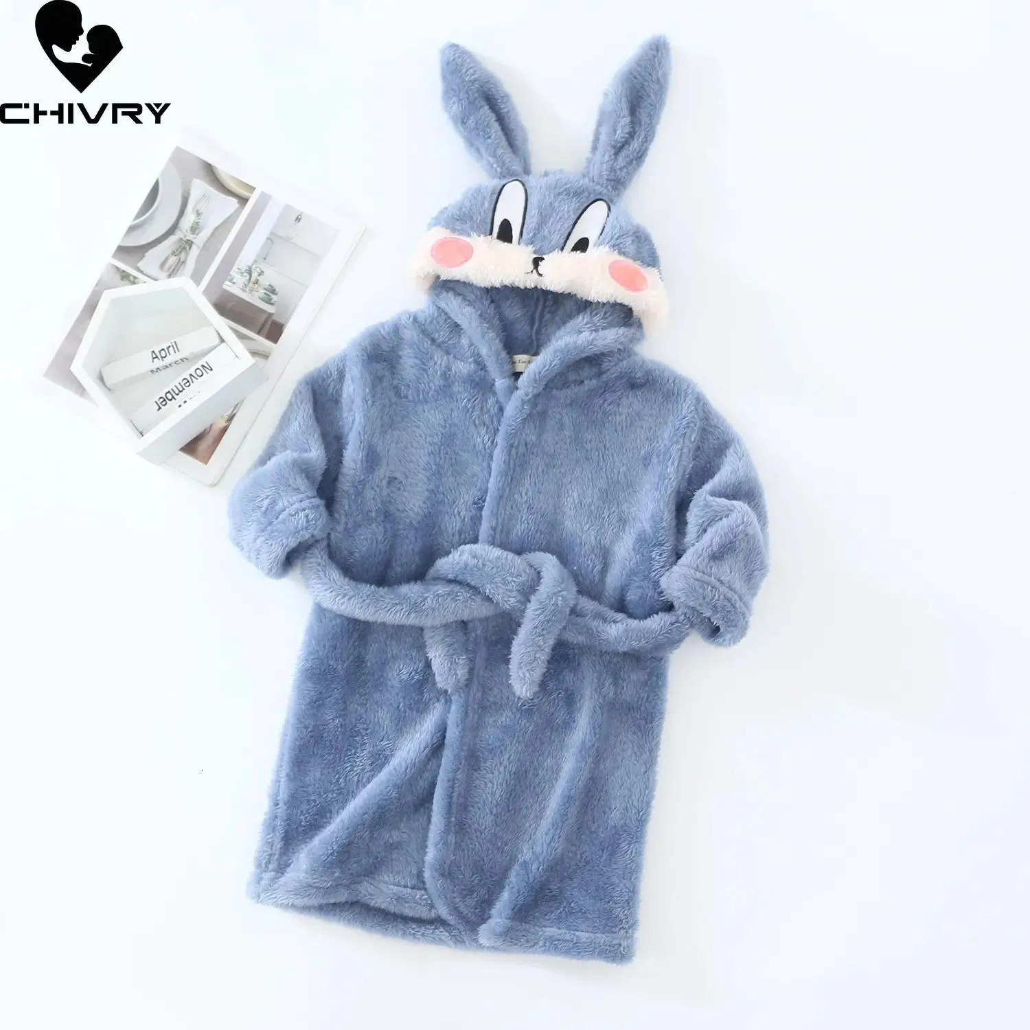 Pyjamas Pyjamas Autumn Winter Baby Hooded Bathrobe Kids Bath Robe Boys Girls Warm Flanell Pyjamas Kids Cartoon Rabbit Plush Handduk Robe 231