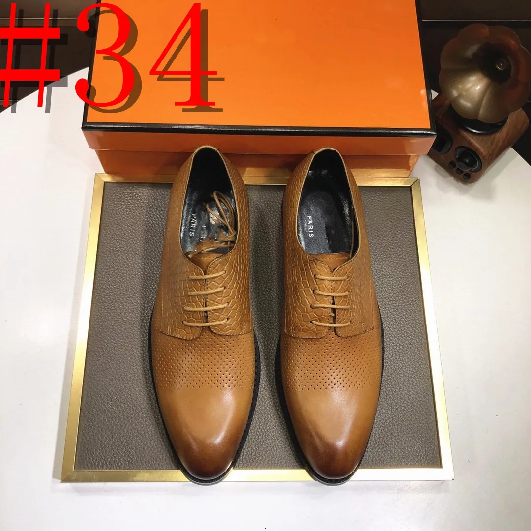 37Model Nyaste italienska Oxford-skor för män Luxury Patent Leather Wedding Shoes Pointed Toe Designer Dress Shoes Classic Derbies Plus Size 38-46