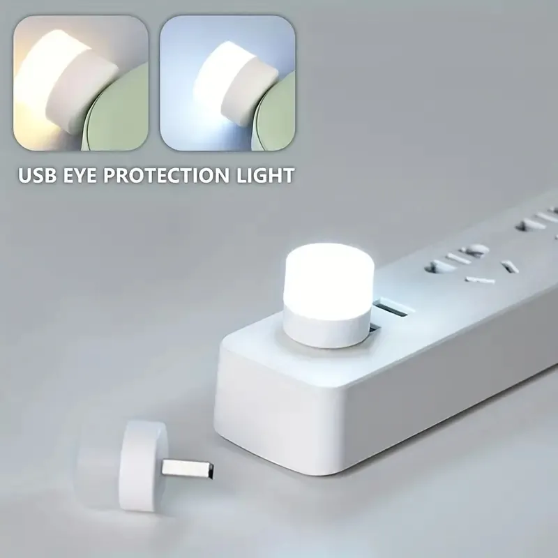 Lâmpada LED com plugue USB de 1 unidade: portátil, luz de leitura com proteção ocular para quarto, computador com banco de potência