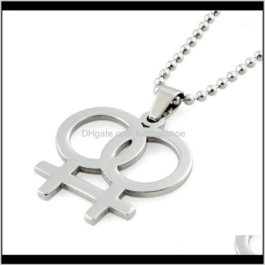 Pendentif Bijoux Mode Arc-En-Collier Colliers Lesbiens Pendentifs Pour Femmes Gay Pride Sier Couleur Bijoux Perle Chaîne Lien 24Inc2098