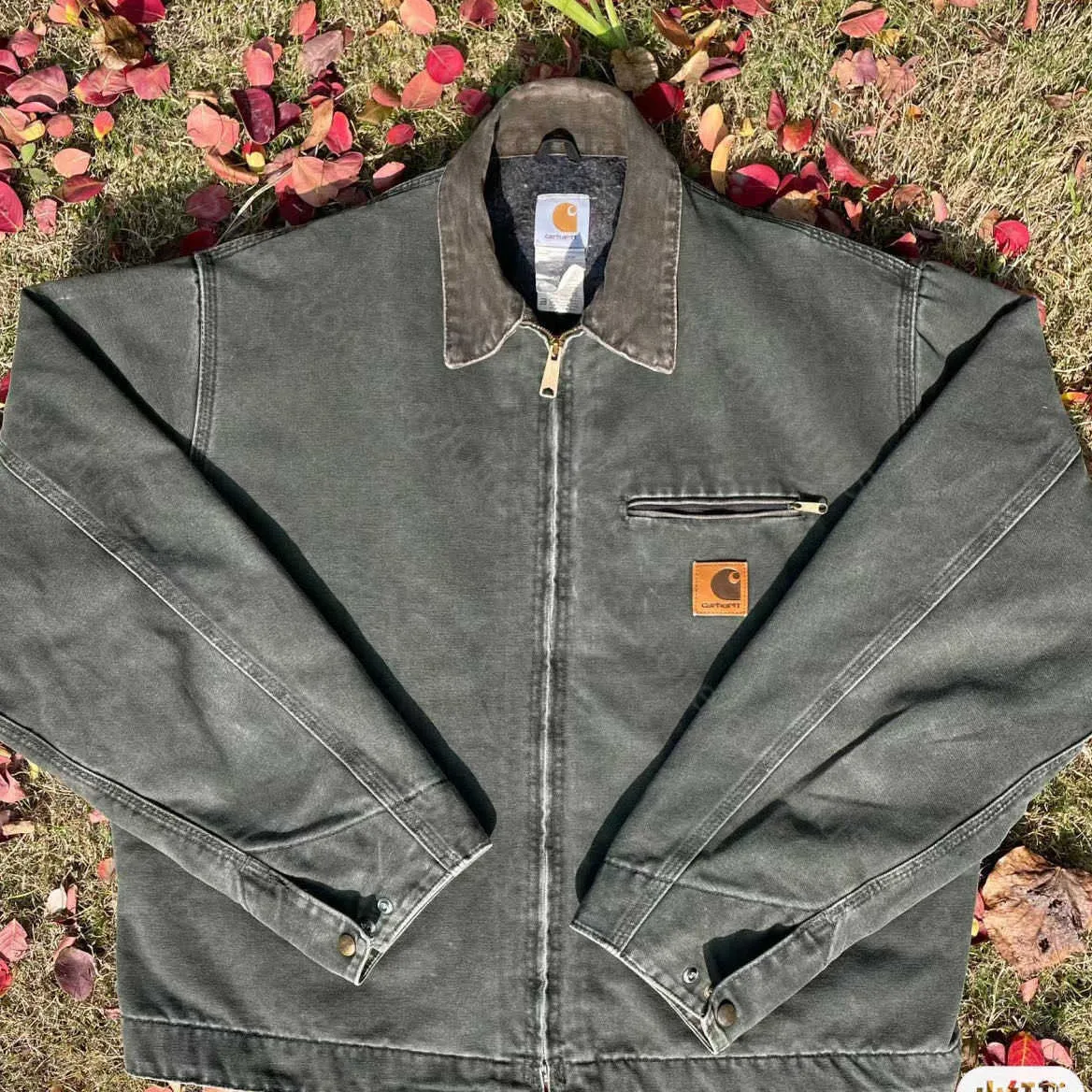 Jaqueta masculina casaco de marca moda carhart j97 carhatjackets jaquetas nível moinho pedra lavagem água musgo verde lavagem água lona 7ix7