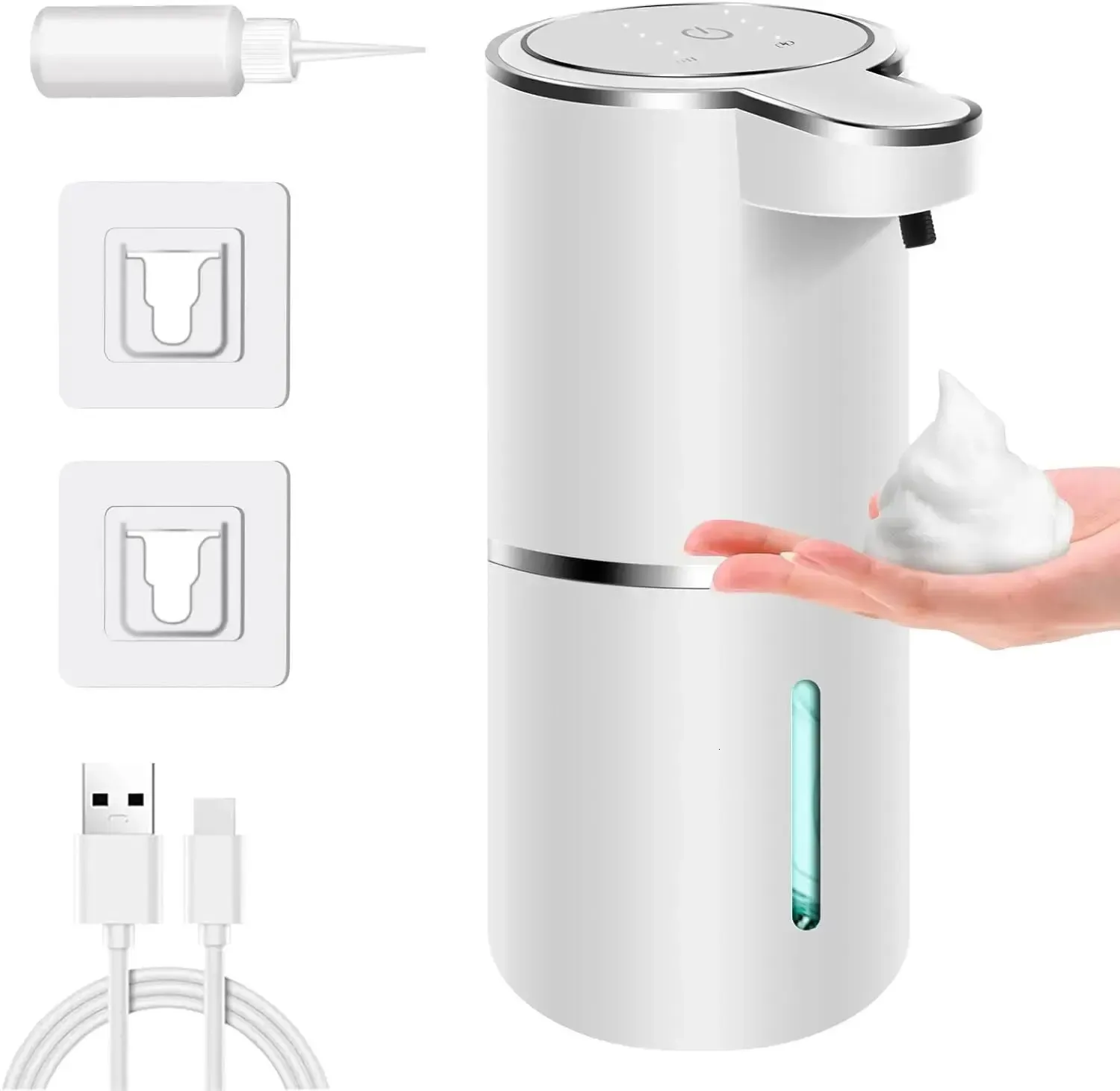 Dispensador de sabão líquido automático touchless espuma 380ml usb recarregável elétrico 4 nível espuma ajustável 231218