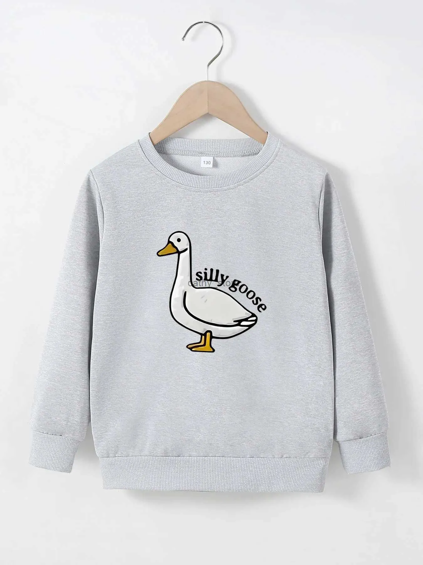 Pull Nouveaux enfants tendance sweat à capuche 4-12 ans mignon imprimé oie décontracté printemps automne filles garçons haut enfants sweat à manches longues L231215