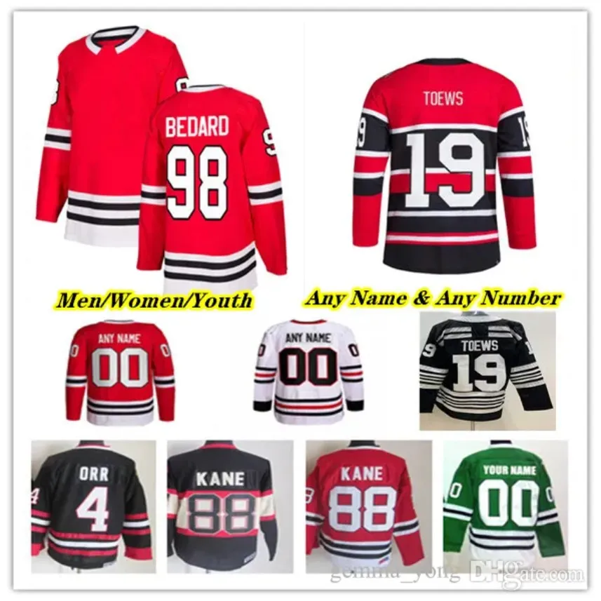 Maillot de hockey de Chicago Connor Bedard Jonathan Toews Andreas Athanasiou Seth Jones Taylor Raddysh Tyler Johnson Jason Dickinson Maillot de hockey Petr Mrazek Philipp