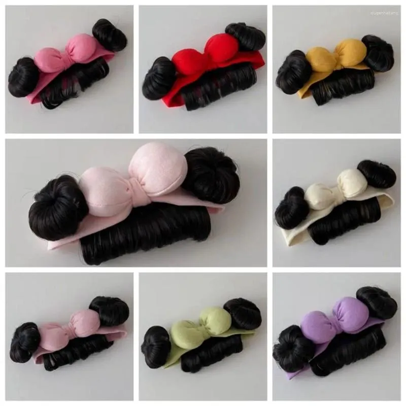 Hair Accessories Bowknot Baby Bands Wig Fashion Cute Cotton Bangs Chignons Headband Realistic Breathable Infant Hairpiece Toddler