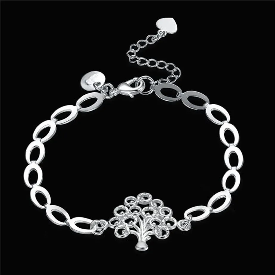 شجرة سوار سوار من الفضة الفضية للسيدات GSSB574 Fashion 925 Silver Plate Jewelry Bracelets252U