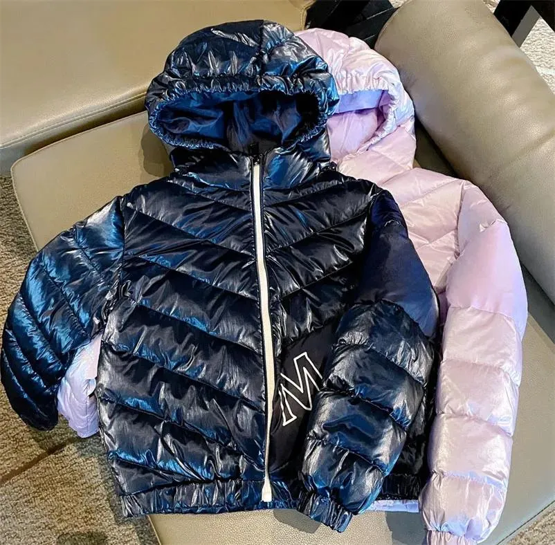 Casaco crianças meninas meninos inverno puffer com capuz para baixo casacos designer de moda shinny menina menino quente casaco à prova de vento outwear crianças jaquetas coágulo