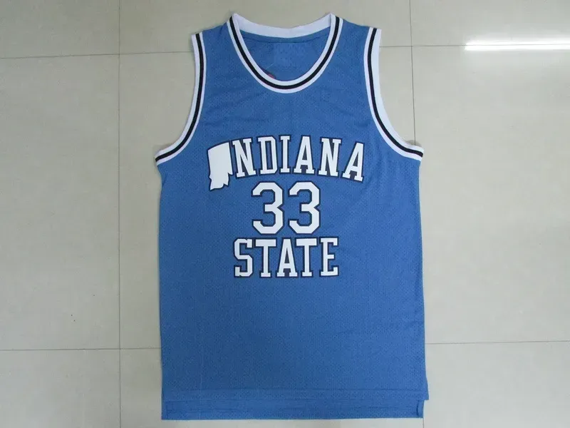 Mens Indiana State Sycamores #33 Bird College Basketball Jerseys Light Blue Vintage #7 One Dream Nation Team Larry New Valley High School Stitched Shirts Green S-XXL