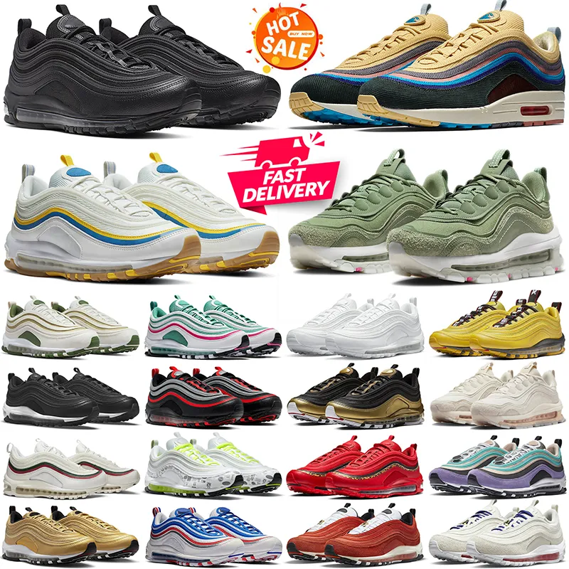 nike air max 97 airmax 97s 97 tênis de corrida homens mulheres 97s Futura Olive Triple Black White Sean Wotherspoon Midnight Navy tênis esportivos ao ar livre