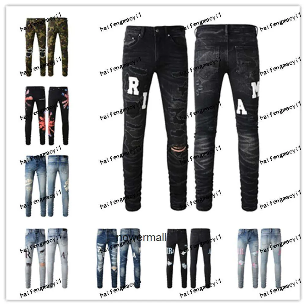 Nieuwe Blue Man amis imiri amiiri amari Heren designer Jeans Hole Light amirl AM Donkergrijs Italië Merk amirlies Lange Broek am luxe Broeken Streetwear AM2 denim Skin 907K