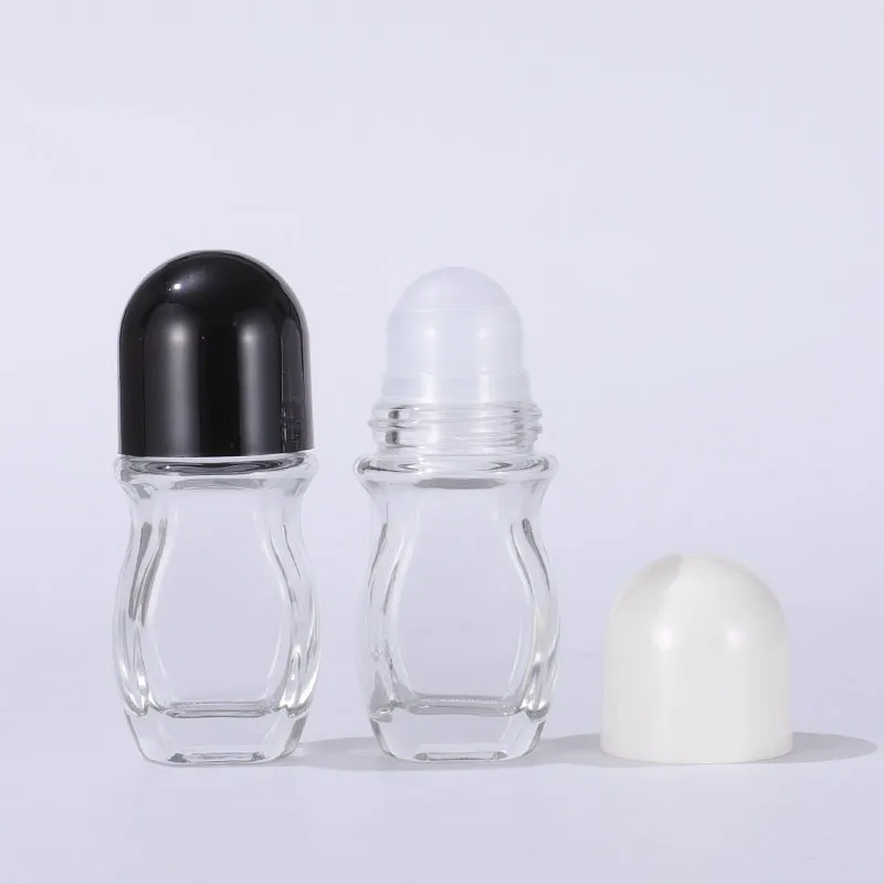 Mejor precio Botellas transparentes, botella con rodillo de 30ml y 50ml con tapa negra/blanca