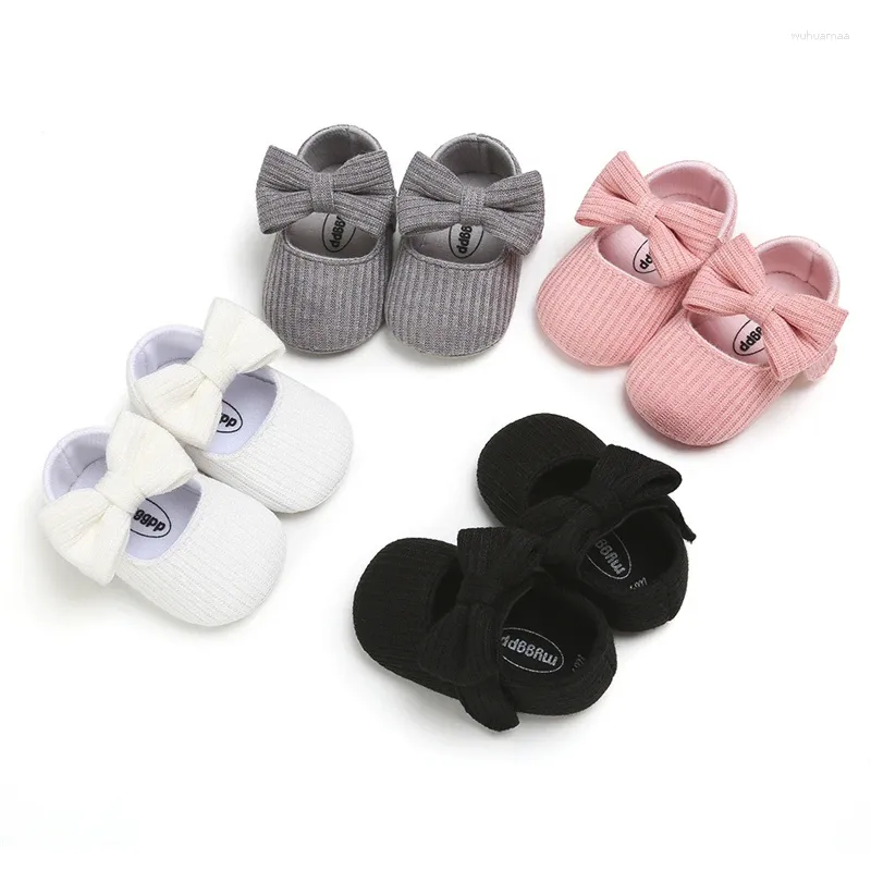 First Walkers 0-18months Baby Girls Soft Sole Shoes Non-Slip Infant Knitted Bowknot Born Toddler Cotton Spring Autumn