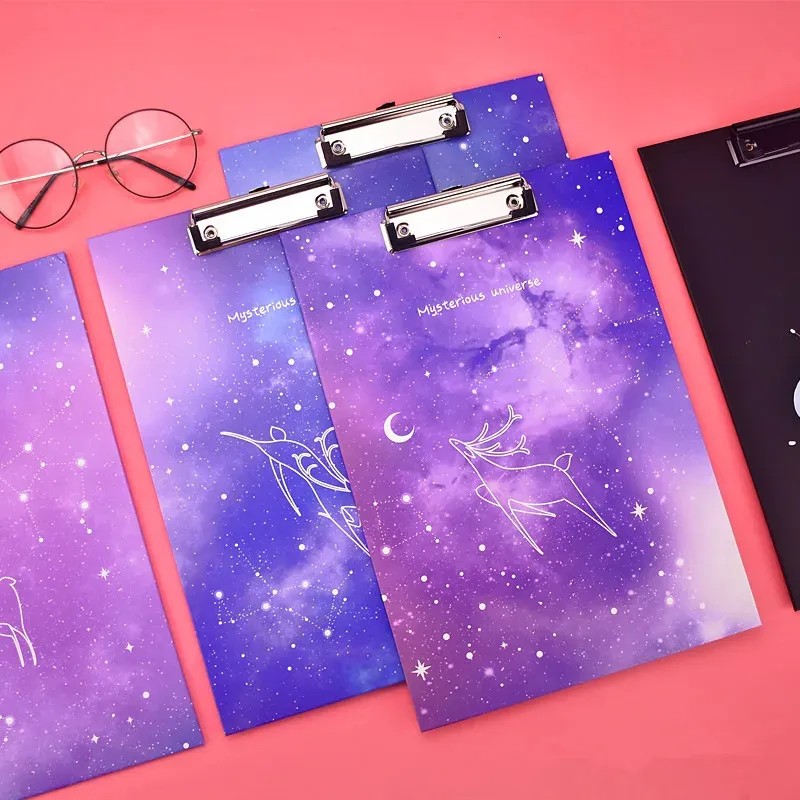 Schowki Starry Sky Clip Folder płytki papierowe A4 Plik testowy schowka Produkty Produkty papieru papieru papierniczy biuro 231219