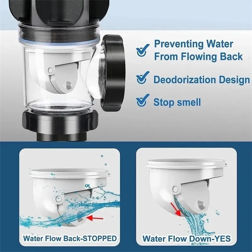 1-1/2 Inch Kitchen Sink Drain Kit With Flexible Hose, Space-Saving P-Trap & Backflow Prevention