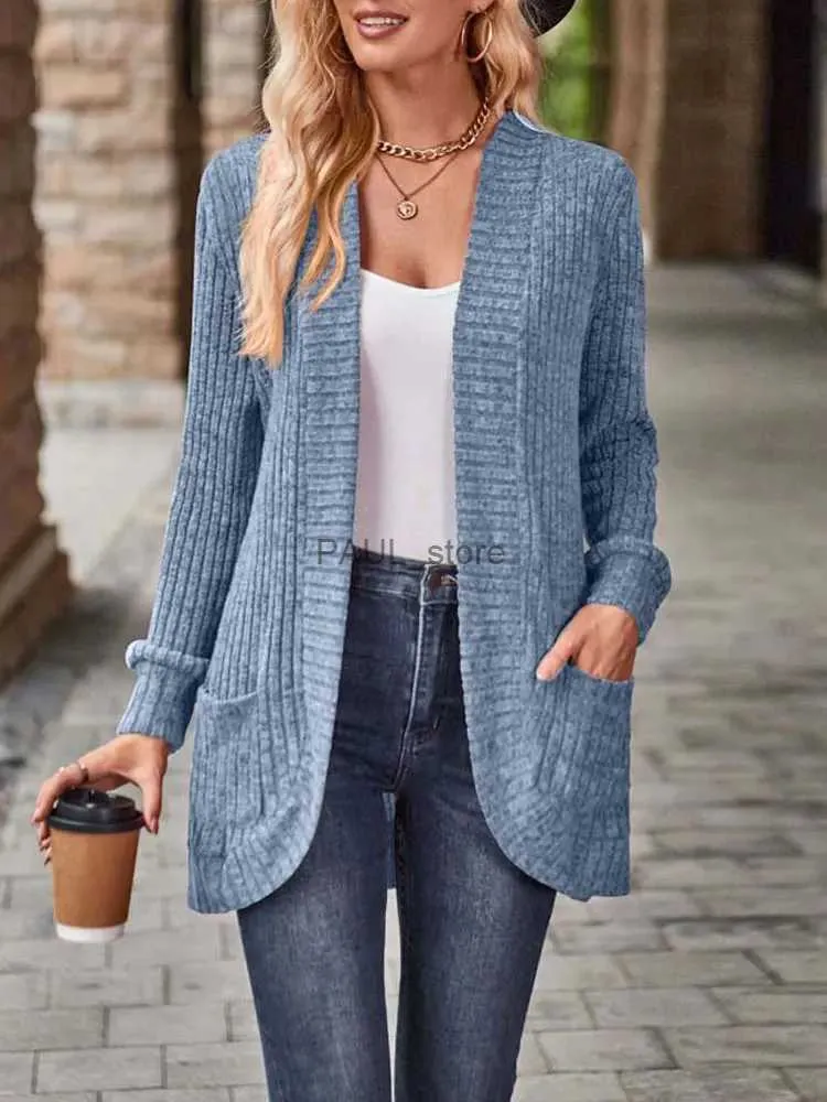 Swetry kobiet 2023 Jesień długi kardigan Kobiety luźne Kimono Cardigan Ladies Fashion V Deck Knitted Sweter For Womenl231213