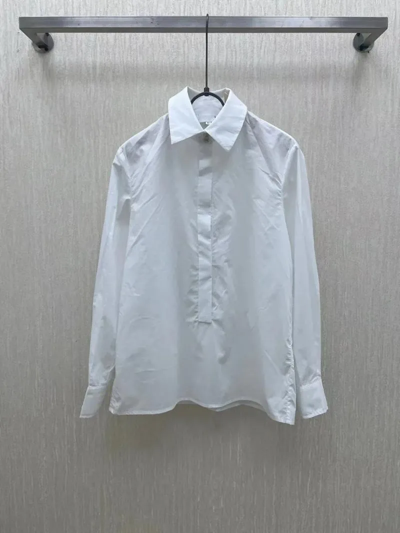 Women's Blouses Leisure Intellectual Pullover Senior Fabric Long Sleeve White Shirt