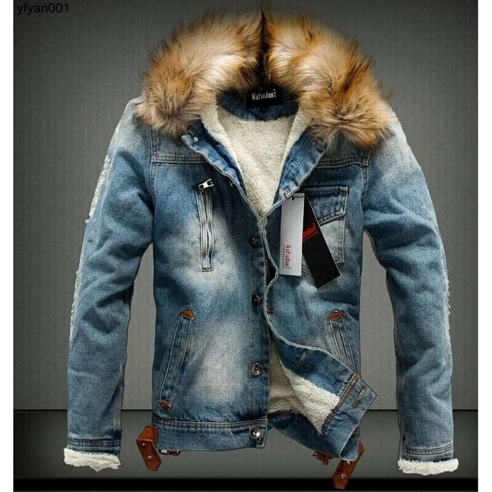 Mens Designer Jackets Black Blue Denim Cowboy Shirts Male Winter Jacket Casual Collar Coat