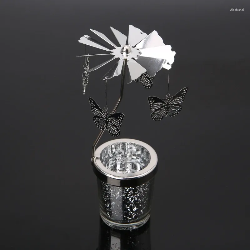 Ljusstakar Rotary Holder Spinning Candleholder Metal Tea Light Stand for Romantic Wedding Home Table Decor Holiday Drop