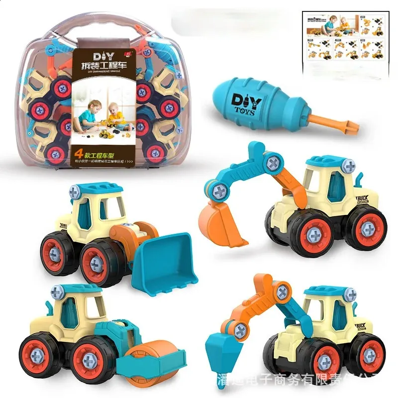 Elektrisches RC-Auto DIY Schraube Engineering Fahrzeug LKW Bagger Straßenwalze Bulldozer Kinder Spielzeug Geschenk 231218