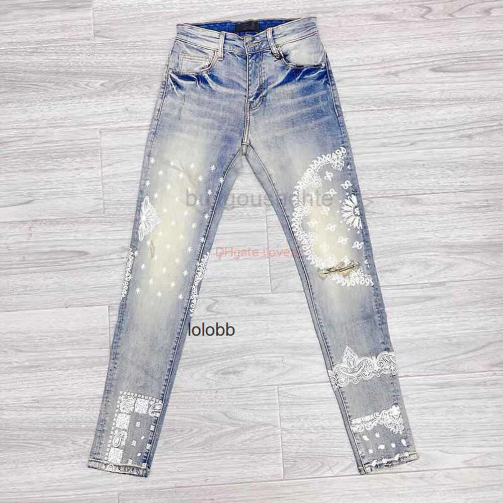 Nouveau AMARI Italien AMIRL Elastic Amirlies Brand Am Jeans Amis Fit Imiri Trendy Amiiri Designer ES Vêtements avec jeans Slim Denim Pantal