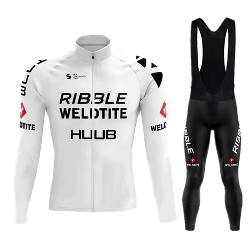 Sets Cycling Jersey Sets White HUUB Cycling Jersey Set Ribble Weldtite Cycling Clothing Autumn Men Road Bike Shirt Bicycle Tights MTB M