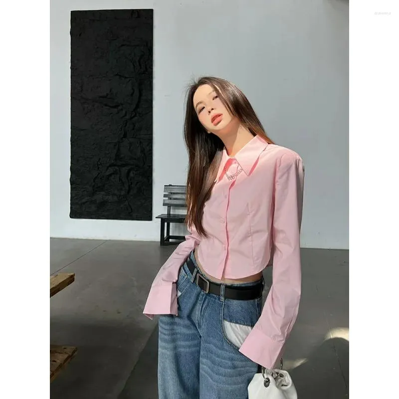 Kvinnors blusar Solid Color Loose Shirt Cotton Long Sleeve Basic Top Spring Elegant Beautiful 2024 For Women F181