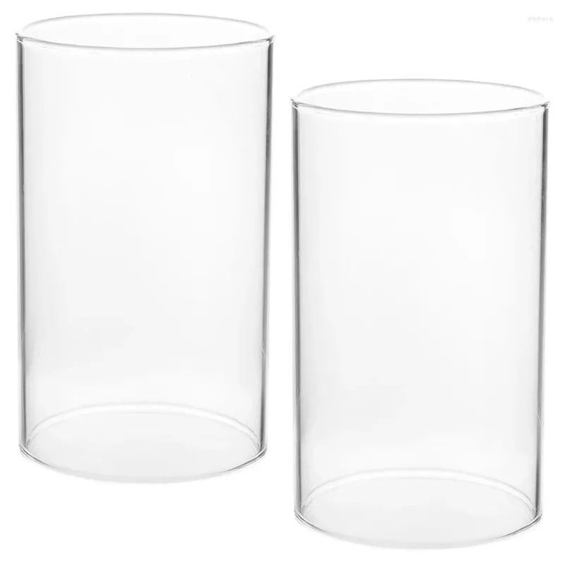 Bougeoirs 2 pièces cylindres en verre coniques couvercle transparent flamme pour bougies pilier