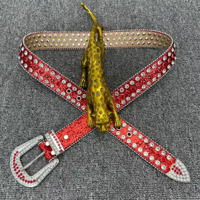 Rhinestone belts for women designer diamond leather belt multi styles fashion jeans punk hiphop ceinture luxe trendy ladies designer belt red white black blue ga064