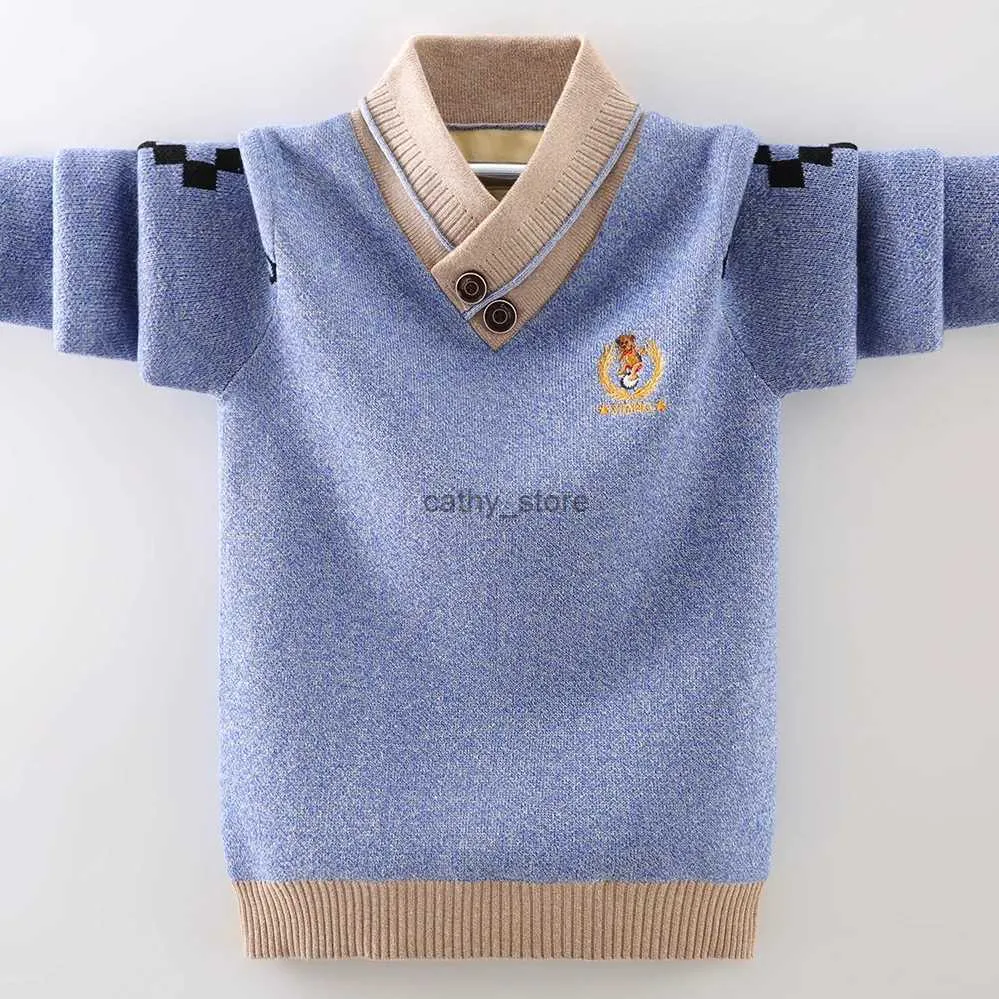 Pullover nowy bawełniany odzież Sweter dziecięcy trzymaj ciepło w zimowym swetrze pullover dziecięcy odzież dzianina Sweter chłopcy ubrań 231215