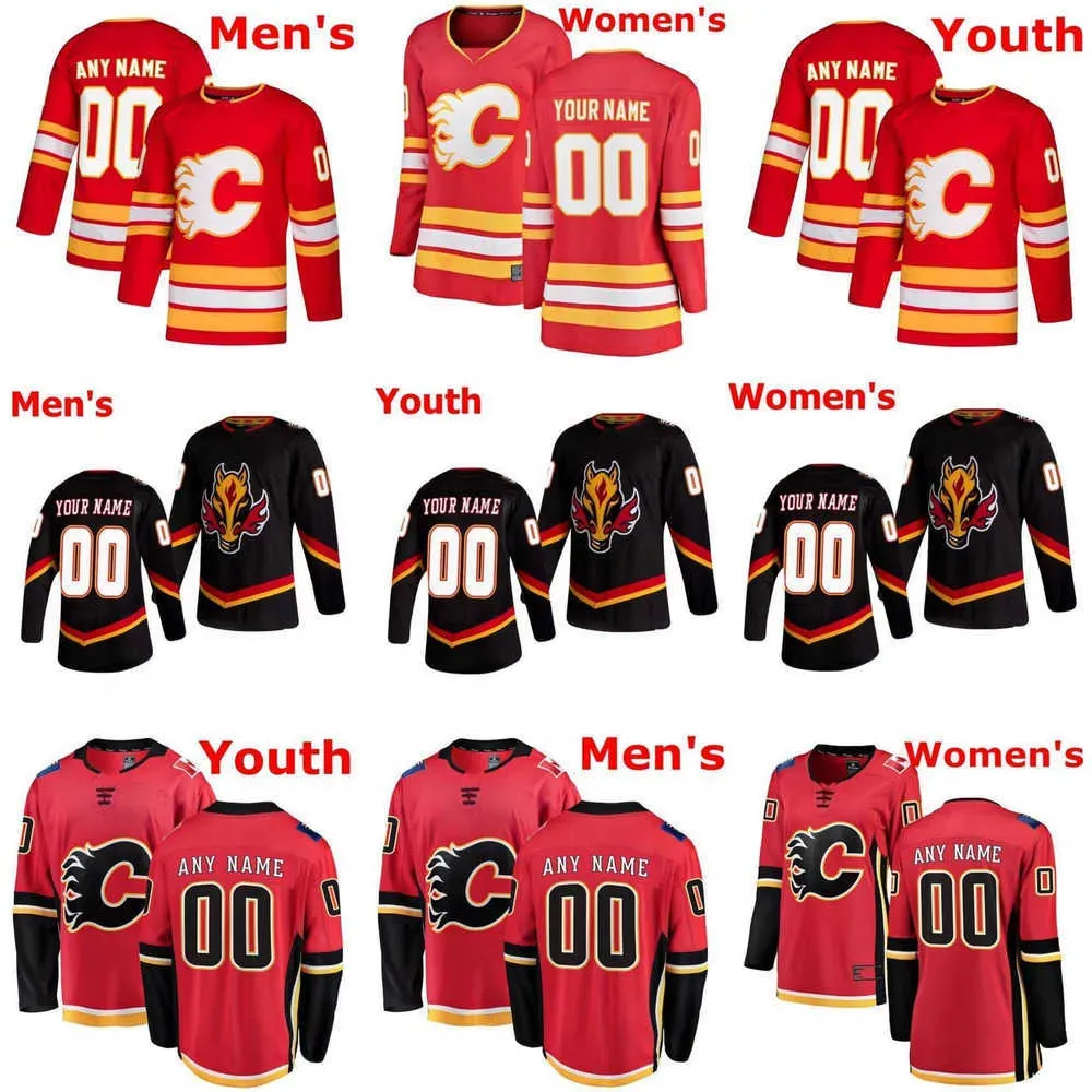 Chandails de hockey Calgary''flames 13 Johnny Gaudreau 23 Sean Monahan 68 Jaromir Jagr 87