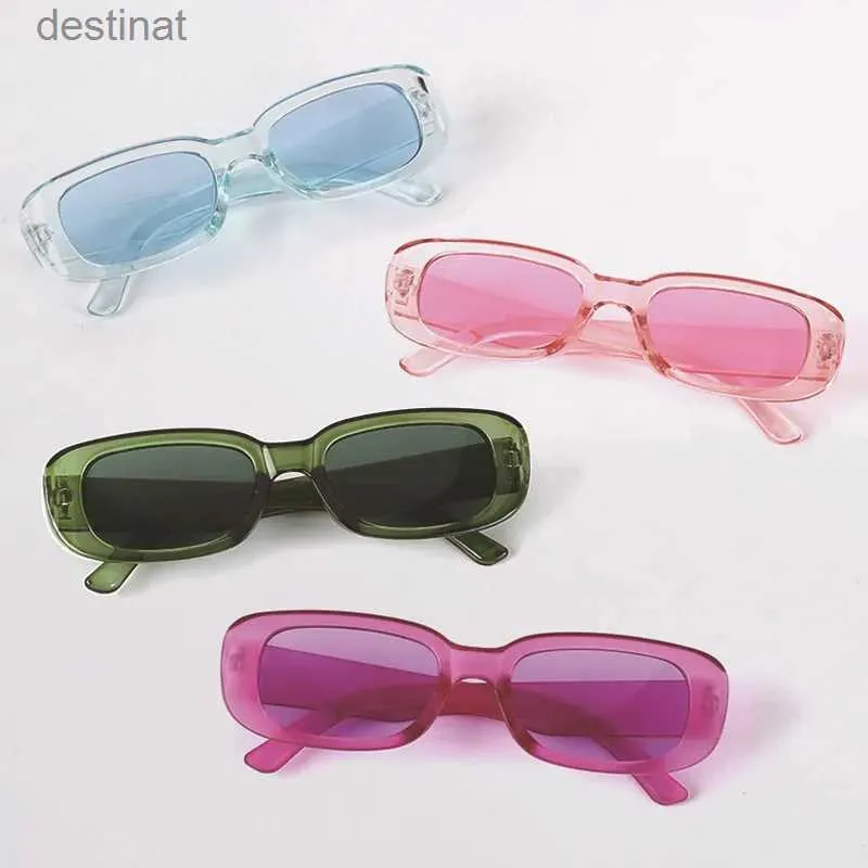 Lunettes de soleil 2023 petites lunettes de soleil rectangulaires UV400 Protection couleur bonbon lentille lunettes de soleil lunettes femmes été cyclisme décoration extérieure L231219