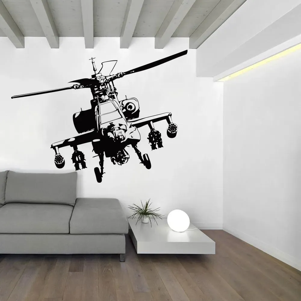 Stickers Large Helicopter Wall Sticker Boy Room Bedroom Airplane Plane Army Wall Decal Living Room Nursery Vinyl Home Decor Mural