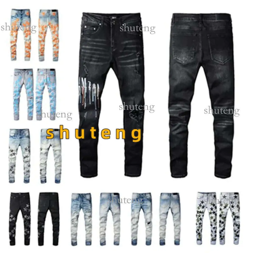 Designer Jeans Herren Denim Stickerei Hosen Mode Löcher Hosen US Größe 28-40 Hip Hop Distressed Zipper Hosen für Männer 2022 Top Verkauf 5086