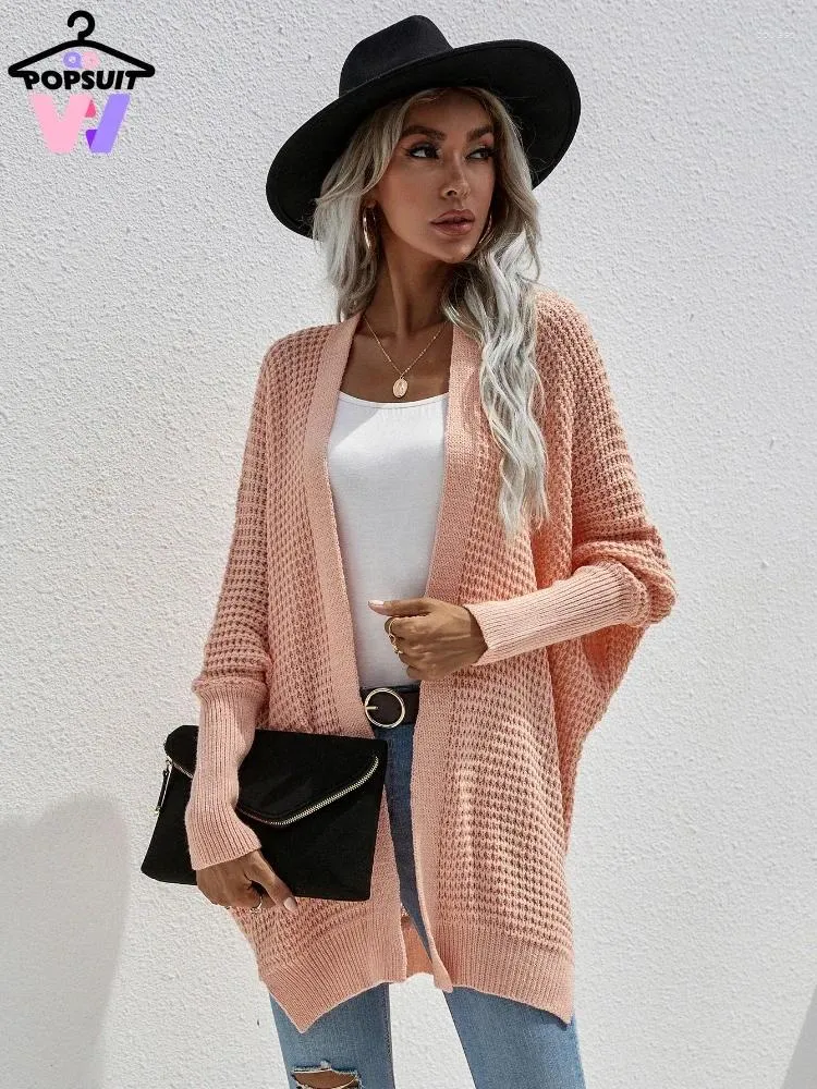 Cardigan décontracté en tricot pour femme, couleur unie, coupe ample, manches chauve-souris, manchette longue serrée, pull de vacances court