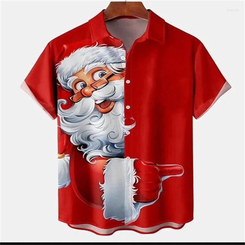 Camisas casuais masculinas 2023 cruz natal retalhos listrado 3d impressão digital solta manga curta camisa de bolso para topo