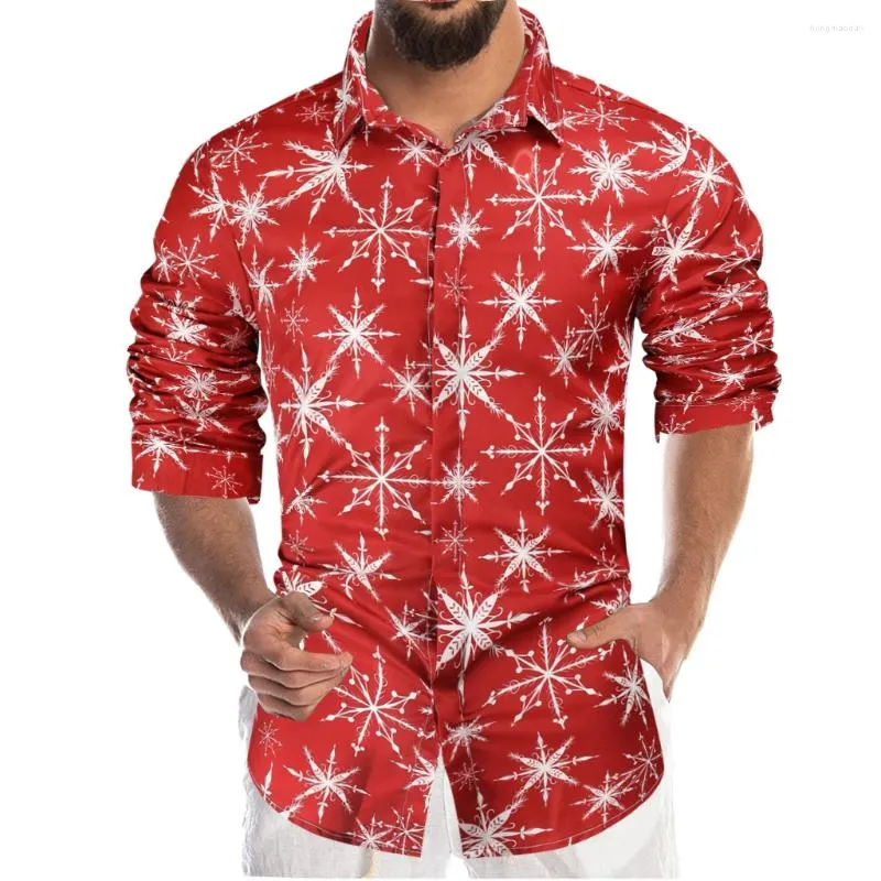 Erkekler Sıradan Gömlekler Noel Slim Fit Erkekler İçin Uzun Kollu 3D Dijital Baskı Sonbahar Kalitesi Polyester Fantezi Harajuku Camisas de Hombre