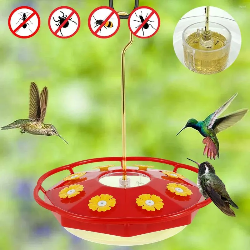 Autres fournitures pour oiseaux Pendentif suspendu pour mangeoire à colibris avec 8 ports d'alimentation en forme de fleur décorative à l'épreuve des fourmis et des abeilles