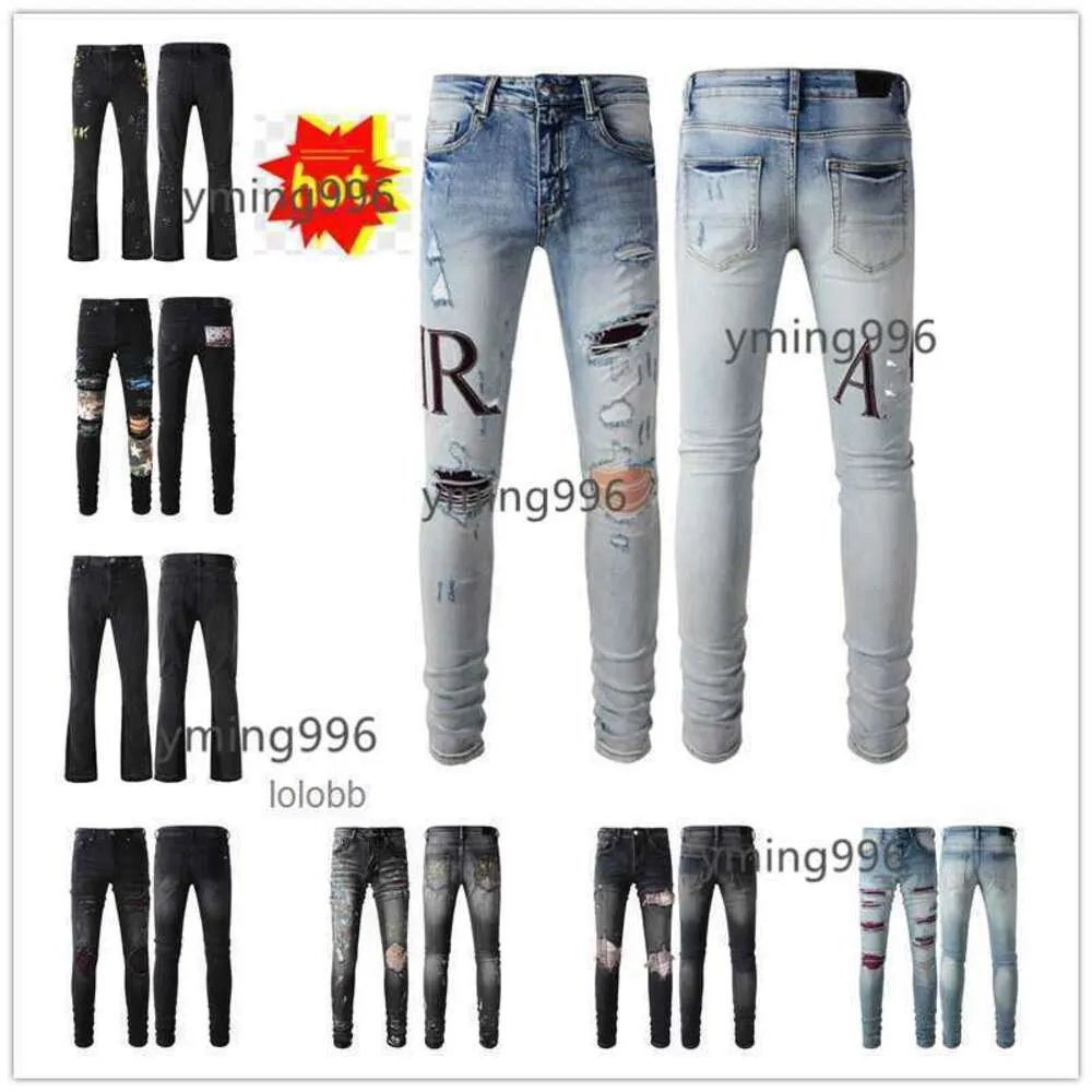 Pantalons 2023 Nouveautés amari amirl amirlies am amis imiri amiiri Hommes Luxe Designer Denim violet Jeans Trous Pantalon Jean COOLGUY Biker Man Clo MXWP