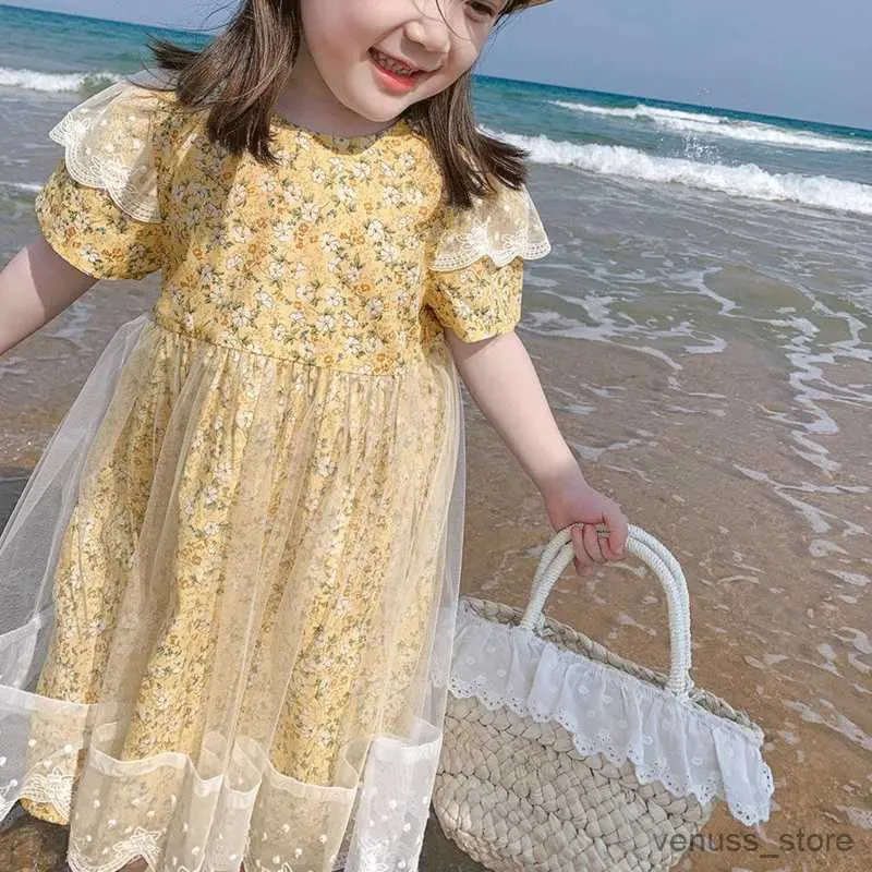 Girl's Dresses Summer Yellow Lolita Floral Kids Clothes Girls Beach Dress Children Dresses For Teens Party Fairy Princess Sundress Ball Gown