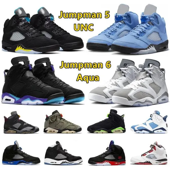 Jumpman 5 6 män basketskor 5s 6s Women Aqua University Blue Easter Bluebird Metallic Silver Toro Georgetown White Infrared Carmine Mens Sports Sneakers