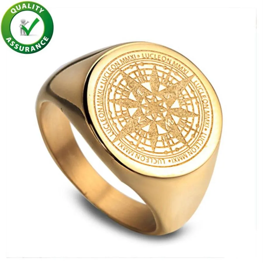 Bijoux pour hommes Anneaux Hip Hop Luxe Designer Bague Hommes Amour Bague En Or Fiançailles Championnat Anneaux Vintage Compass Rappeur Mode Ac275Q