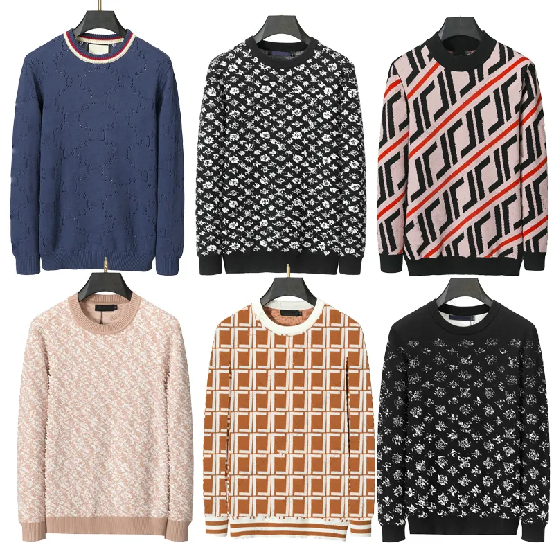 designer mens sweater clothing pullover wool casual grid striped patchwork sweatshirt geometry patchwork color woollen woolly jumper XXXL