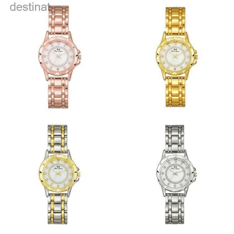 女性の時計2PCS女性時計アロイストラップラインストーンファッションブレスレットセットレディースの豪華なクォーツ腕時計時計時計モントレフェムメル231217