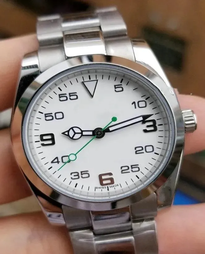 ホワイトトップメンズメカニカルステンレス鋼自動ムーブメント41mmスポーツファッションラグジュアリーウォッチファッション腕時計なし