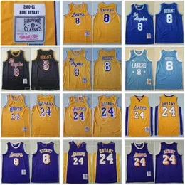 Mitchell and Ness Basketball Jerseys 8 Bean The Black Mamba 2001 2002 1996 1997 1999 Stitch Good Quality Team Yellow Blue Purple Vintage Men Uniform